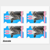 バンニおもしろいー耳の牛のためのハッピーイースター 長方形シール (シート)