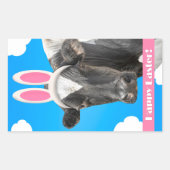 バンニおもしろいー耳の牛のためのハッピーイースター 長方形シール (正面)