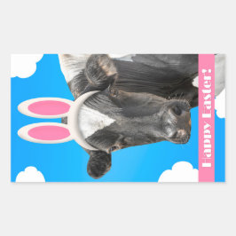 バンニおもしろいー耳の牛のためのハッピーイースター 長方形シール