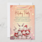 バンニーズウィズレッドスカーフウォーミングホリデーパーティインビタット 招待状 (正面)