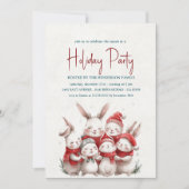 バンニーズウィズレッドスカーフホワイトホリデーパーティー 招待状 (正面)