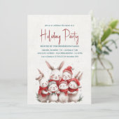 バンニーズウィズレッドスカーフホワイトホリデーパーティー 招待状 (スタンド正面)