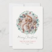 バンニーズグリーンリース写真クリスマス シーズンカード (正面)