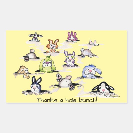 バンニ感謝していー：穴束ステッカー 長方形シール (正面)