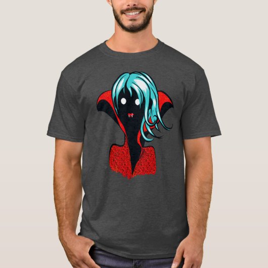 バンパイアおもしろいガールキャラクターハロウィーン Tシャツ (正面)
