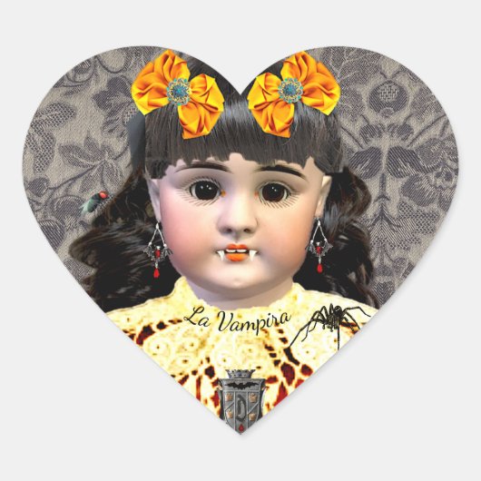 バンパイアかわいらしドールステッカー ハートシール (正面)