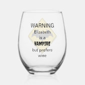 バンパイアこうもり警告ズハロウィーン ステムなしワイングラス (裏面)