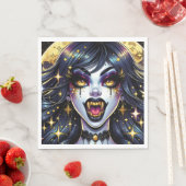 バンパイアウィズ金ゴールドファンズフルムーンハローウィンパーティ スタンダードランチョンナプキン (インサイチュ)