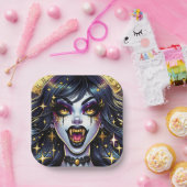 バンパイアウィズ金ゴールドファンズフルムーンハローウィンパーティ ペーパープレート (パーティー)