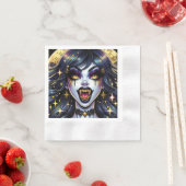 バンパイアウィズ金ゴールドファンズフルムーンハローウィンパーティ 縁ありカクテルナプキン (インサイチュ)