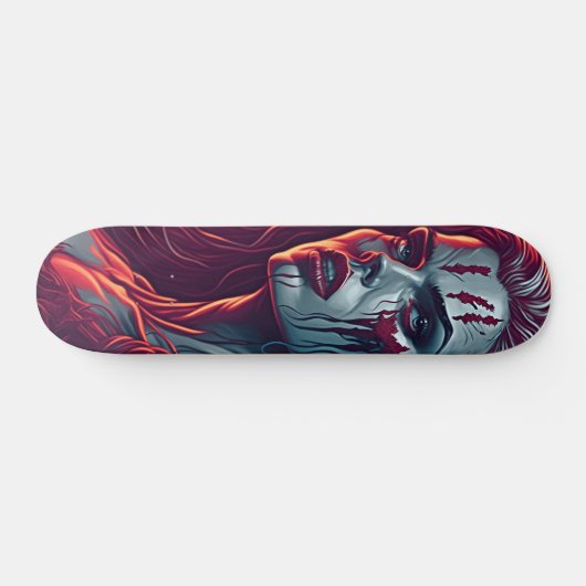 バンパイアガールスケートボードはっきりした-レトロファンタジーアート スケートボード (横)