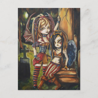 バンパイアダークエンジェルゴシック墓地アートハガキ ポストカード