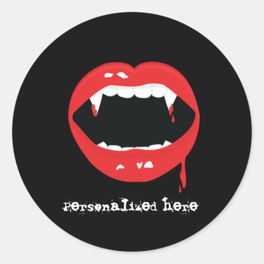 バンパイアティースハロウィンドラキュラファンズステッカー ラウンドシール (正面)