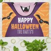 バンパイアドラキュラこうもりキッズキュートハッピーハローウィン キッチンタオル (折り畳み)