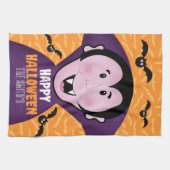 バンパイアドラキュラこうもりキッズキュートハッピーハローウィン キッチンタオル (横)