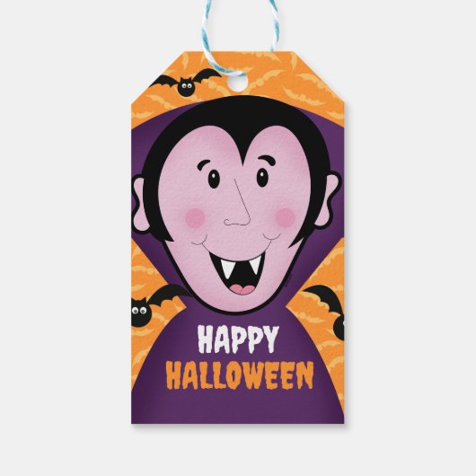 バンパイアドラキュラこうもりキッズキュートハッピーハローウィン ギフトタグ (裏面)