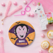 バンパイアドラキュラこうもりキッズキュートハッピーハローウィン ペーパープレート (パーティー)