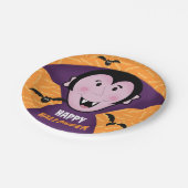 バンパイアドラキュラこうもりキッズキュートハッピーハローウィン ペーパープレート (アングル)