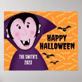 バンパイアドラキュラこうもりキッズキュートハッピーハローウィン ポスター