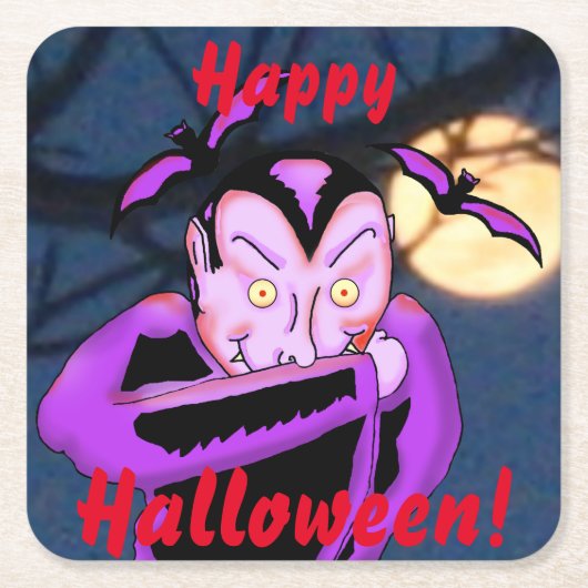 バンパイアハロウィーンコースター スクエアペーパーコースター (正面)