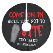 バンパイアファミリーハロウィンレッド血カスタム棺 ブラッシュドポリエステルツリースカート (正面)