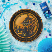 バンパイアブラックキャットハロウィーンカボンプキンズスパイダーウェブ ペーパープレート (パーティー)