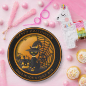 バンパイアブラックキャットハロウィーンカボンプキンズスパイダーウェブ ペーパープレート (パーティー)