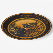 バンパイアブラックキャットハロウィーンカボンプキンズスパイダーウェブ ペーパープレート (アングル)