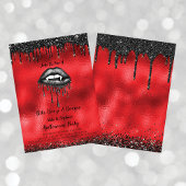 バンパイアブラックグリッターリップアダルトハロウィンレッド 招待状