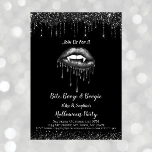 バンパイアブラックグリッターリップ&ファンズアダルトハロウィーン 招待状