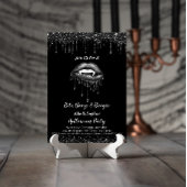 バンパイアブラックグリッターリップ&ファンズアダルトハロウィーン 招待状