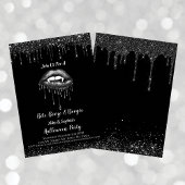 バンパイアブラックグリッターリップ&ファンズアダルトハロウィーン 招待状