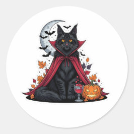 バンパイアメーヌクーン不気味ハロウィーンキャット ラウンドシール
