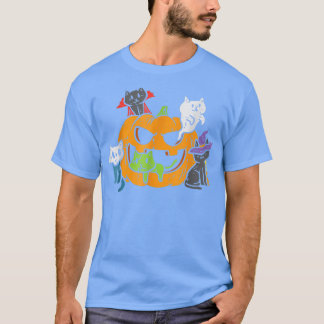 バンパイア幽霊ゾンビウィッチキャッツインパンプキンキュートハ Tシャツ