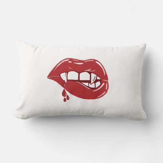 バンパイア赤い唇から血が滴る ランバークッション (正面)