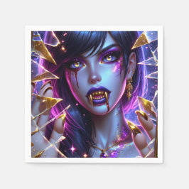 バンパイア金ゴールドの目と歯ハロウィーン スタンダードカクテルナプキン