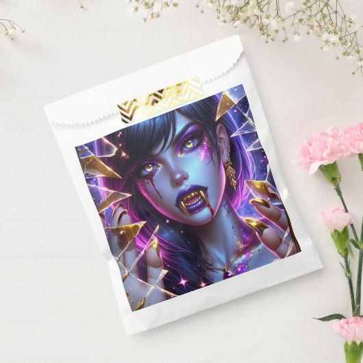 バンパイア金ゴールドの目と歯ハロウィーン フェイバーバッグ (封をした状態)