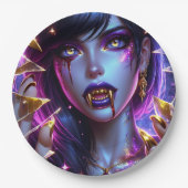 バンパイア金ゴールドの目と歯ハロウィーン ペーパープレート (正面)