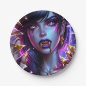 バンパイア金ゴールドの目と歯ハロウィーン ペーパープレート (正面)