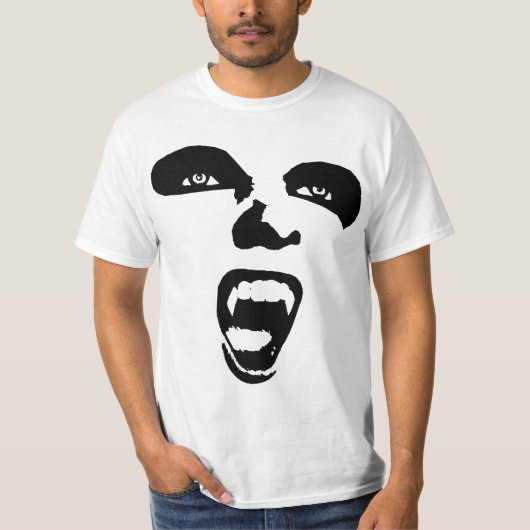 バンパイア顔ホラーゴシックオリジナルアート Tシャツ (正面)