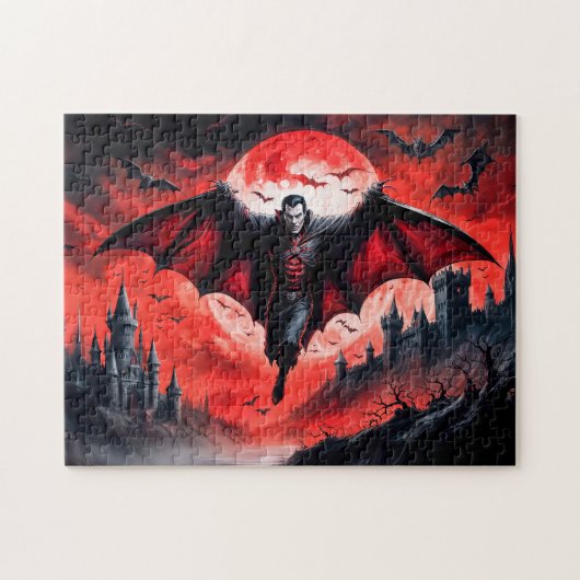バンパイア飛んでいるオーバーキャ幽霊のよく出るスル ジグソーパズル (横)