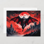 バンパイア飛んでいるオーバーキャ幽霊のよく出るスル ポストカード (正面/裏面)