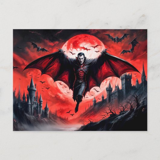 バンパイア飛んでいるオーバーキャ幽霊のよく出るスル ポストカード (正面)