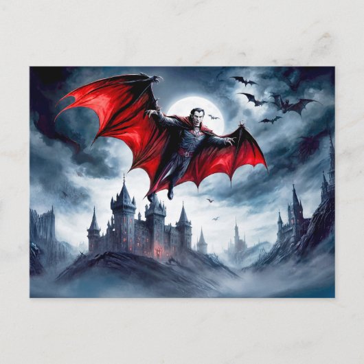 バンパイア飛んでいるオーバーキャ幽霊のよく出るスル ポストカード (正面)