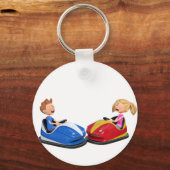 バンパーカーの漫画の少年と少女 キーホルダー (正面)