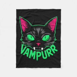 バンパーキャットヴァンパイア子猫ハロウィンキャッツ不気味ペ フリースブランケット