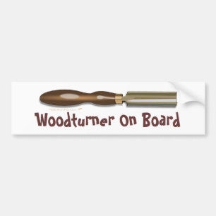 バンパーステッカーの上の大体の形になる丸のみWoodturner バンパーステッカー