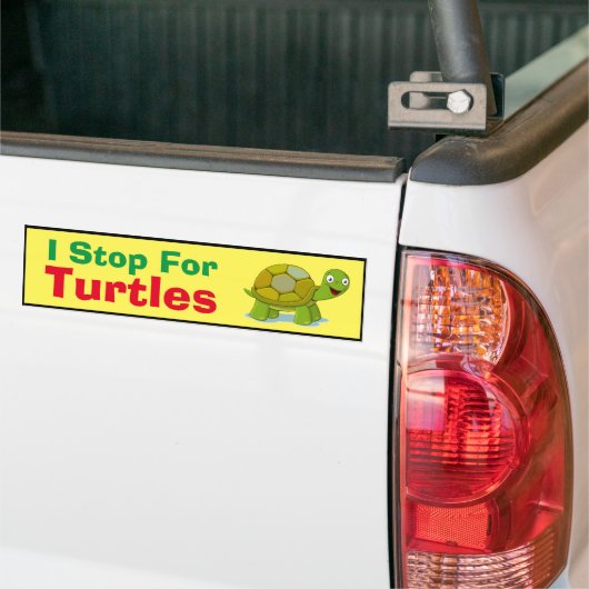 バンパーステッカーストップ- I for Turtles バンパーステッカー (トラック上)
