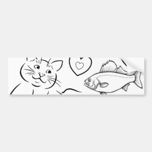 バンパーステッカー猫の子猫魚 バンパーステッカー