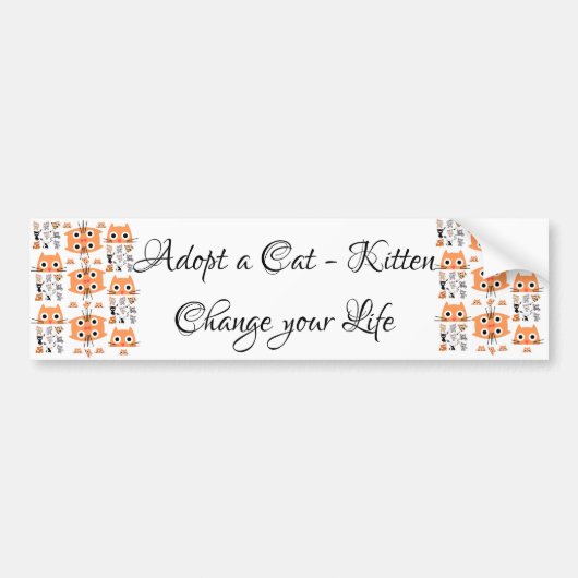 バンパーステッカー猫の子猫 バンパーステッカー (正面)